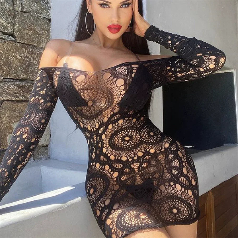 Open Back Fishnet Clothes Bodysuit - Empire P.E