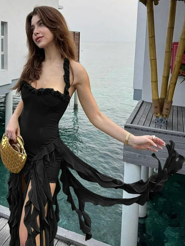 Fashion Long Sleeve Tied Print Sheath Dress - Empire P.E
