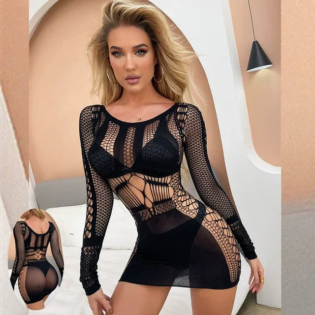 Open Back Fishnet Clothes Bodysuit - Empire P.E