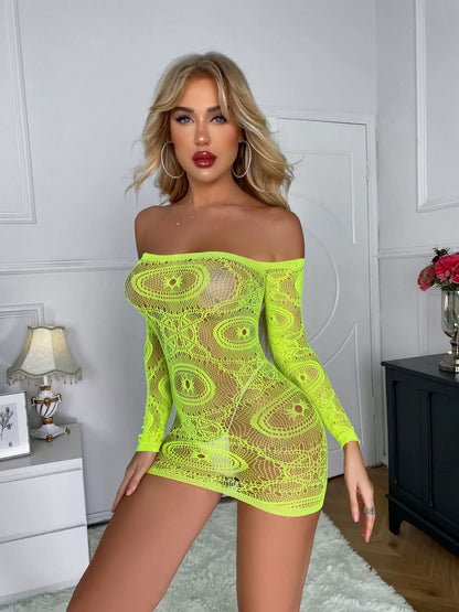 Hollowed out Perspective Fishnet Dress - Empire P.E