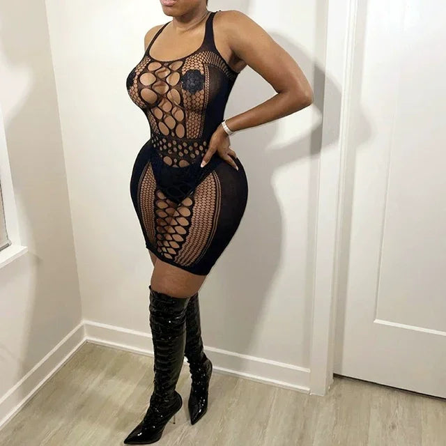 Open Back Fishnet Clothes Bodysuit - Empire P.E
