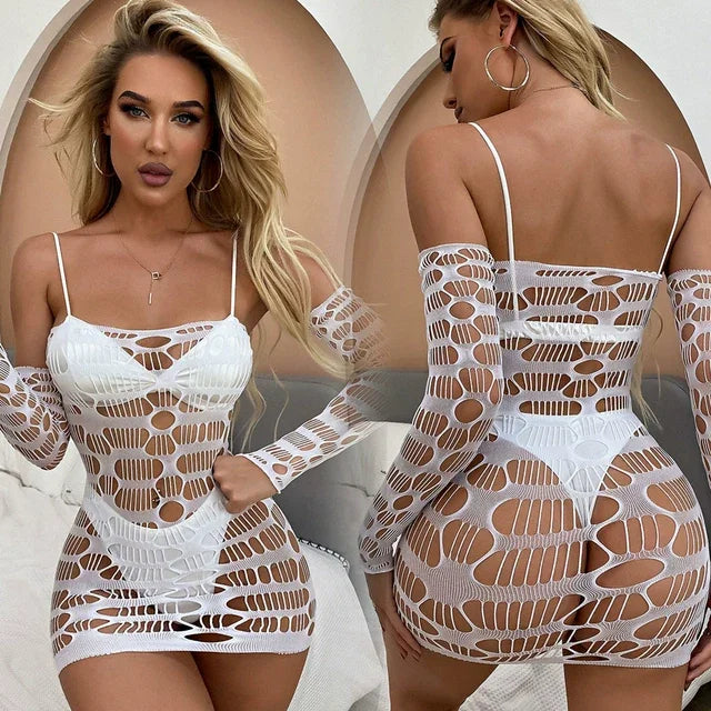 Open Back Fishnet Clothes Bodysuit - Empire P.E