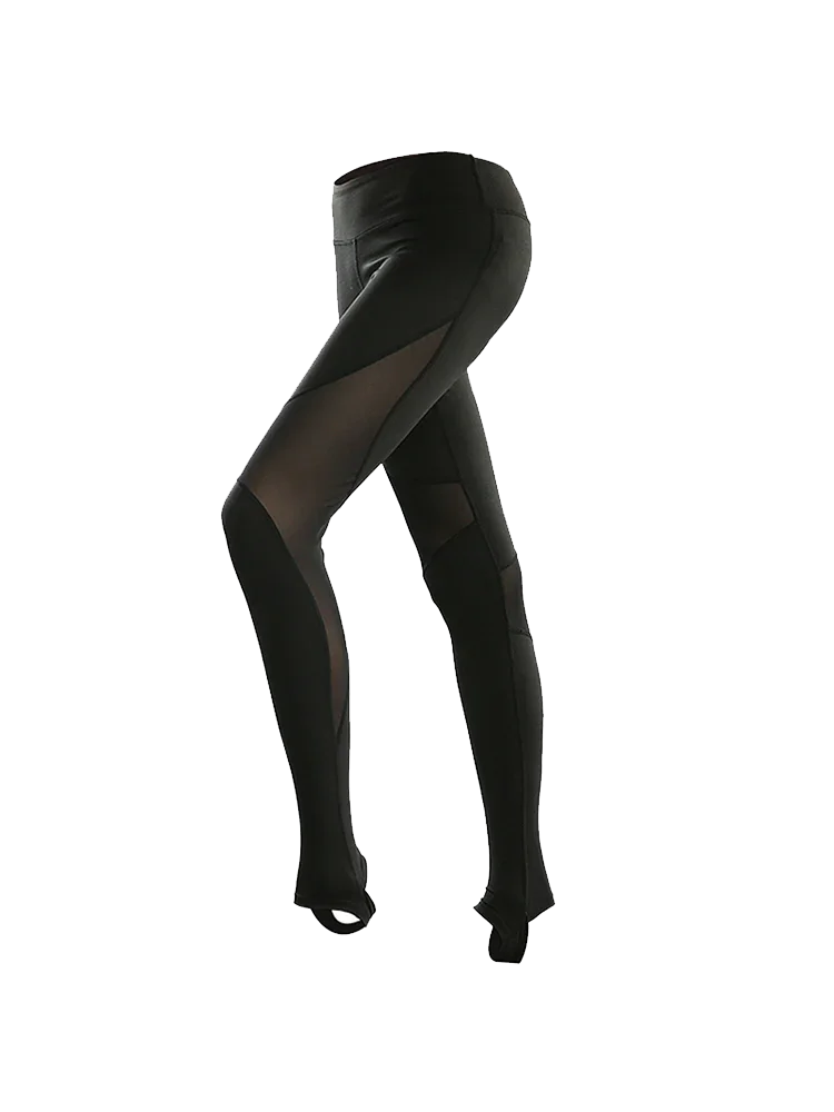High Waist Elastic Mesh Stitching Step-on Sexy Fitness Pants - Empire P.E