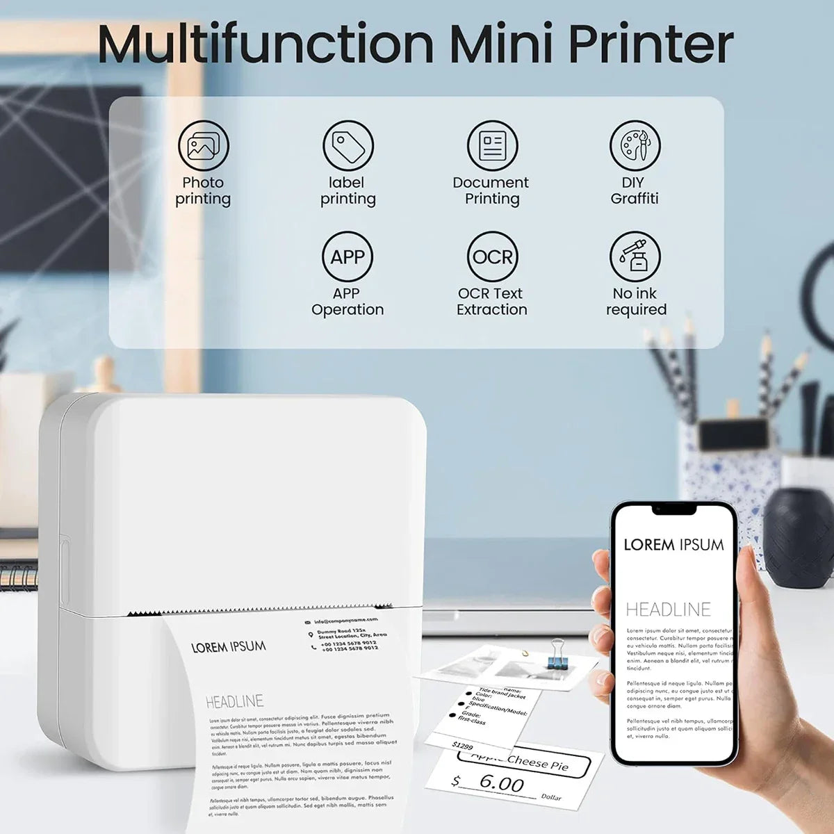 Mini Portabl Printer Inkless Sticker Maker - Empire P.E