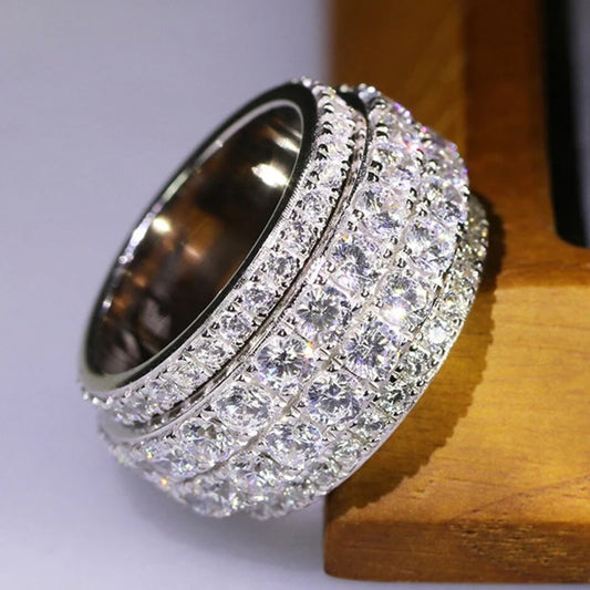 Huitan Full Bling Iced Out Cubic Zirconia Wide Ring