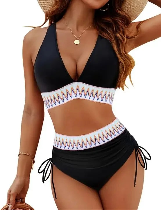 Women Fashion Solid Ruched Sexy Bikini Set