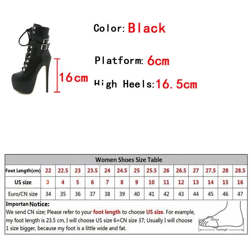 Buckle Strap 16.5 CM Extreme High Heels Platform Boots - Empire P.E
