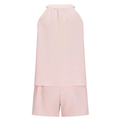Women'S Summer Casual Suit New Urban Casual Women'S Solid Color Sleeveless Vest Elastic Shorts Home Clothes Two-Piece Set - Empire P.E