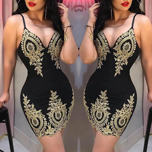 Sexy summer party halter dress Sleeveless slim-fit mini dress with low neck and halter back - Empire P.E