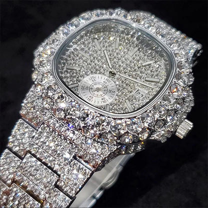 Luxury Diamond Watch Men Hip Hop Street Style Date Display Quartz Timepiece Iced Out Party Jewelry Wristwatch Hot Sale Product - Empire P.E