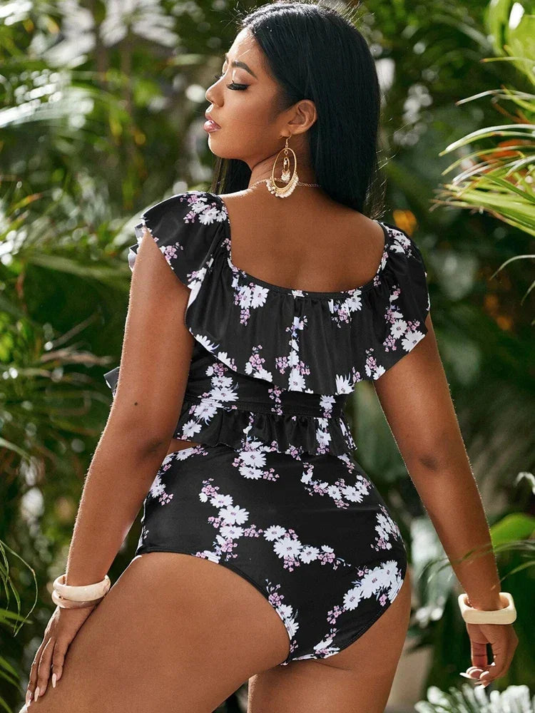 2025 Women Bikinis Set Swimwear Plus Size High Waist Floral Swimsuit