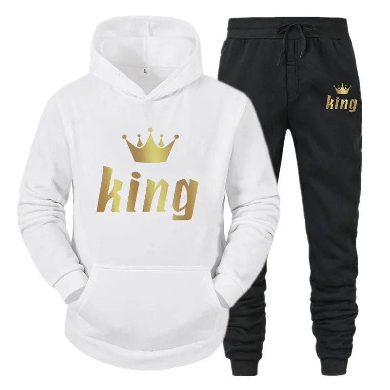 King And Queen Couple Outfit Hoodie and Jogger Pants High Quality Men Women Daily Casual Sport Jogging Suit King Queen Tracksuit - Empire P.E
