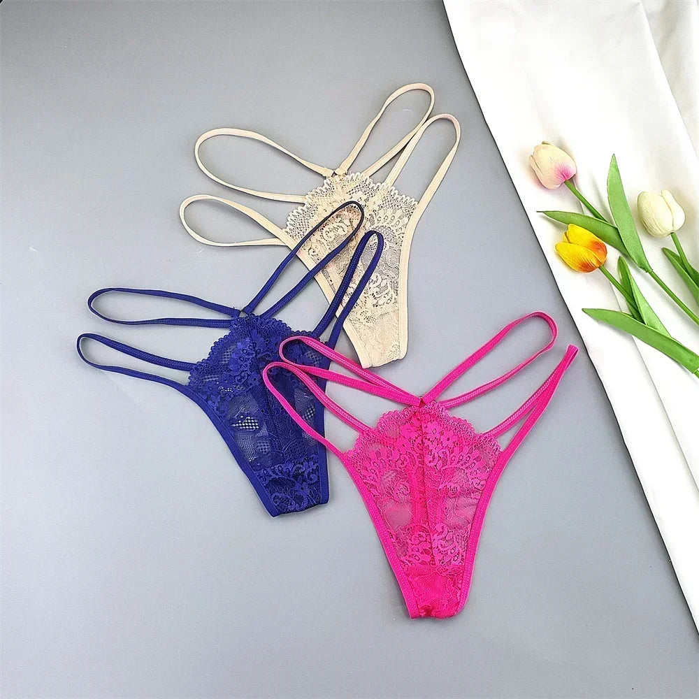 3 Pcs Lace Thin Strap Thong Women Low Waist - Empire P.E