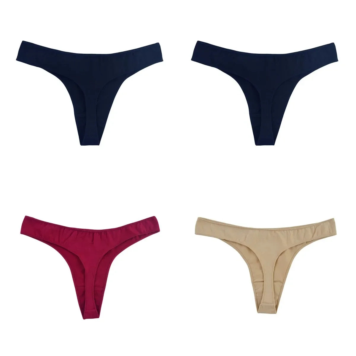 4Pcs/Set Cotton Thongs For Women Low Rise Panties - Empire P.E