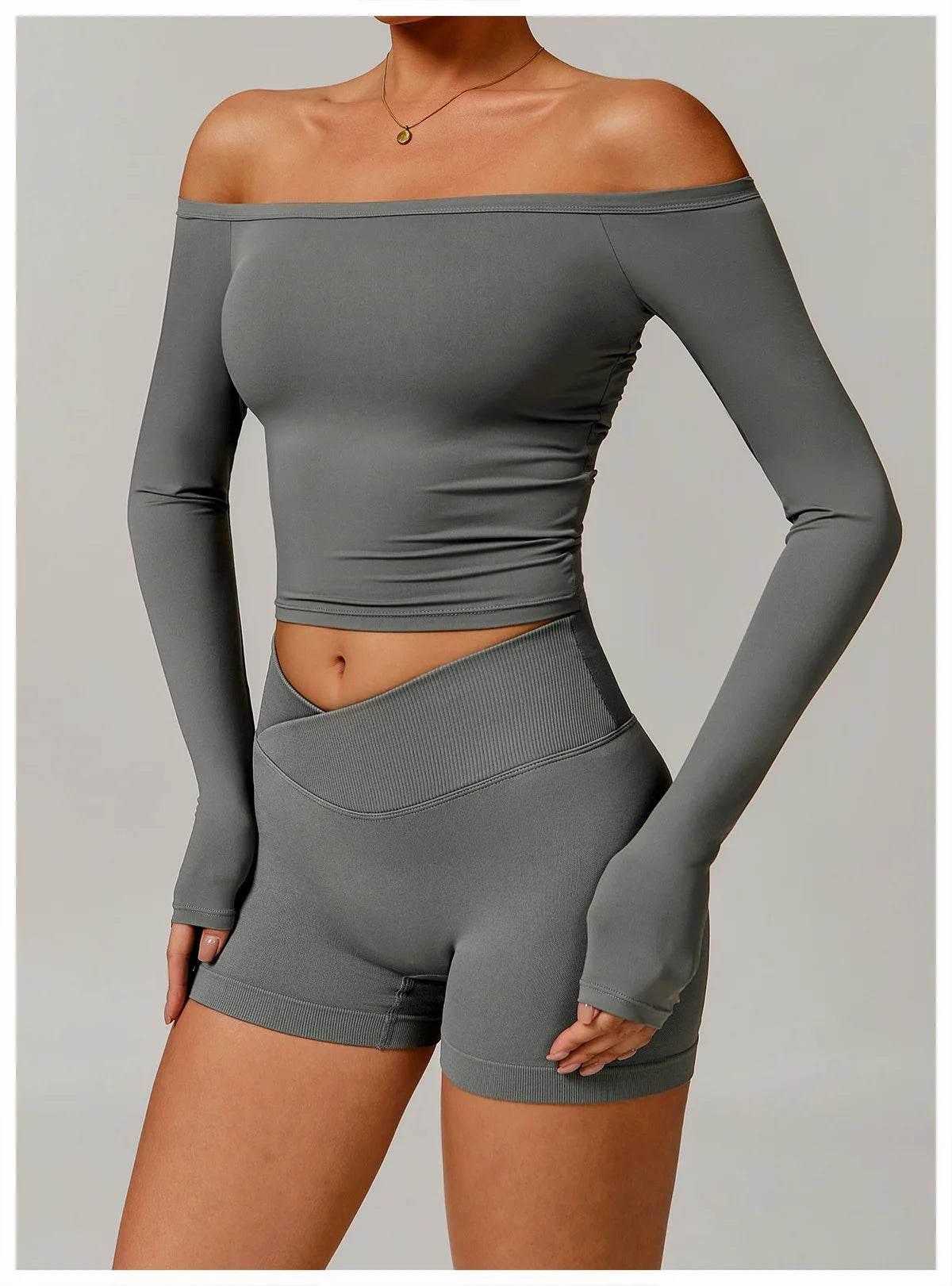 Women Yoga Shirts Crop Tops Long Sleeves Shirts for Women Yoga Sports Fitness Gym Clothing Running Workout Tops Sports Shirts - Empire P.E