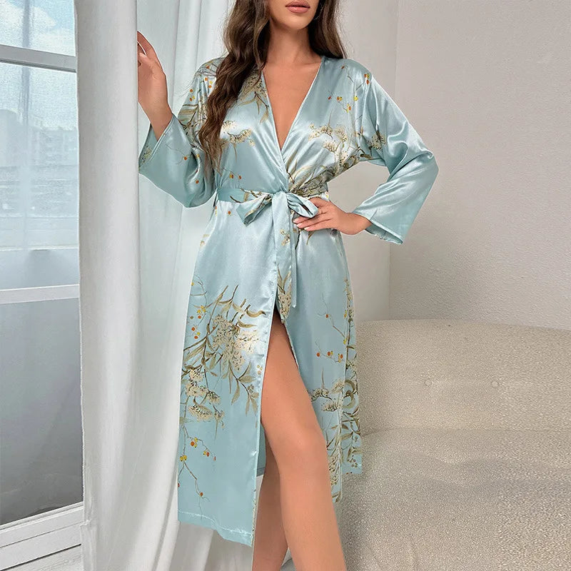 Sexy Loose Satin Print Nightgown - Empire P.E