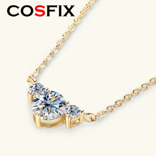 D Color Women Moissanite Pendant s925 Silver Yellow Full Moissanite Necklace - Empire P.E