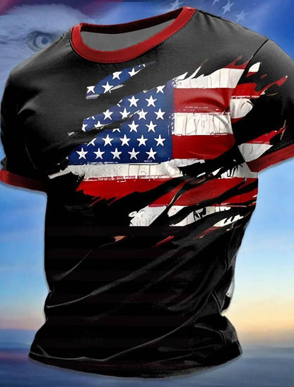 American Flag Street Style Men's 3D Print T shirt Tee Street American Independence Day T shirt crew neck Short Sleeve Summer - Empire P.E