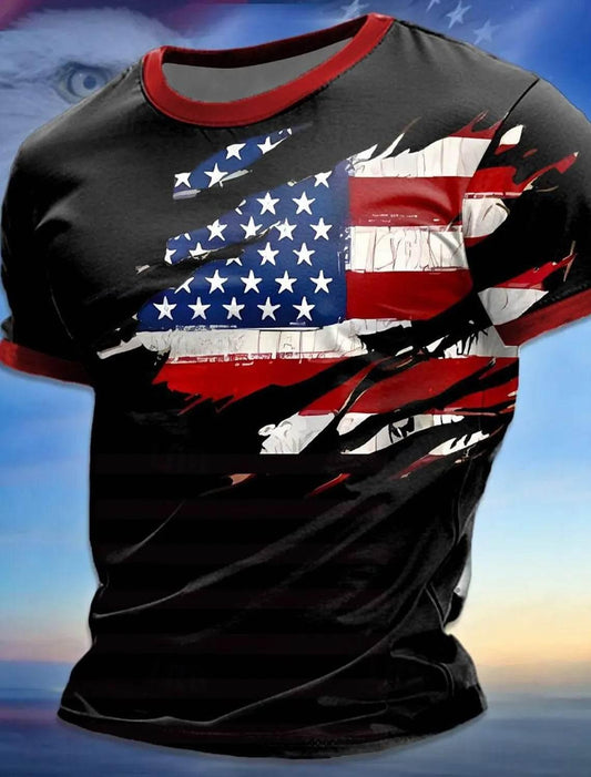 American Flag Street Style Men's 3D Print T shirt Tee Street American Independence Day T shirt crew neck Short Sleeve Summer - Empire P.E