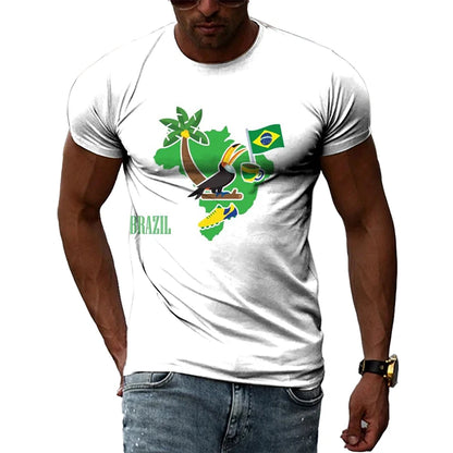 Brazilian Flag 3D Print T-shirts Summer Men Woman Short Sleeve Casual Tees Fashion Streetwear Harajuku T Shirt Kid Tops Clothing - Empire P.E