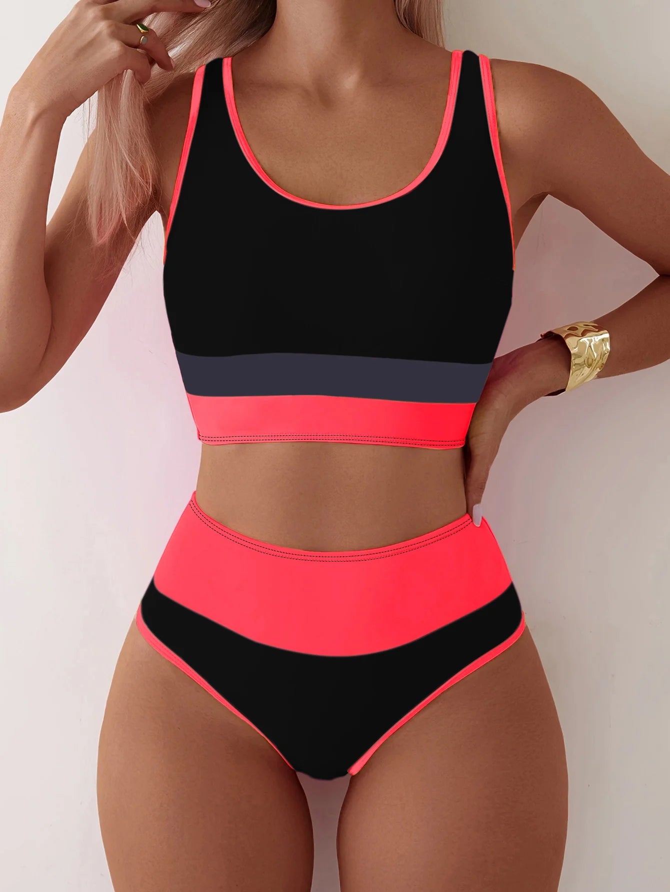 Women's Color Block Two Piece Swimsuit