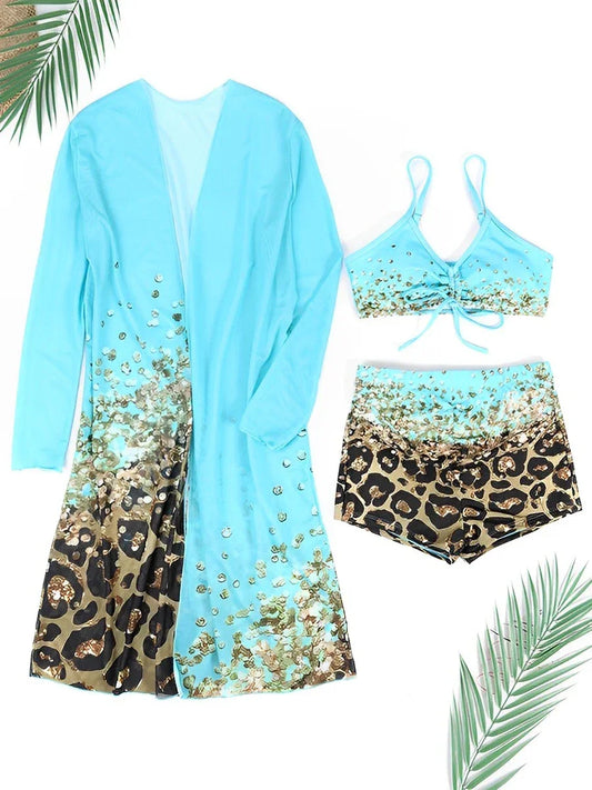 3 Pieces High Waist Bikini 2025 Printed Swimsuit