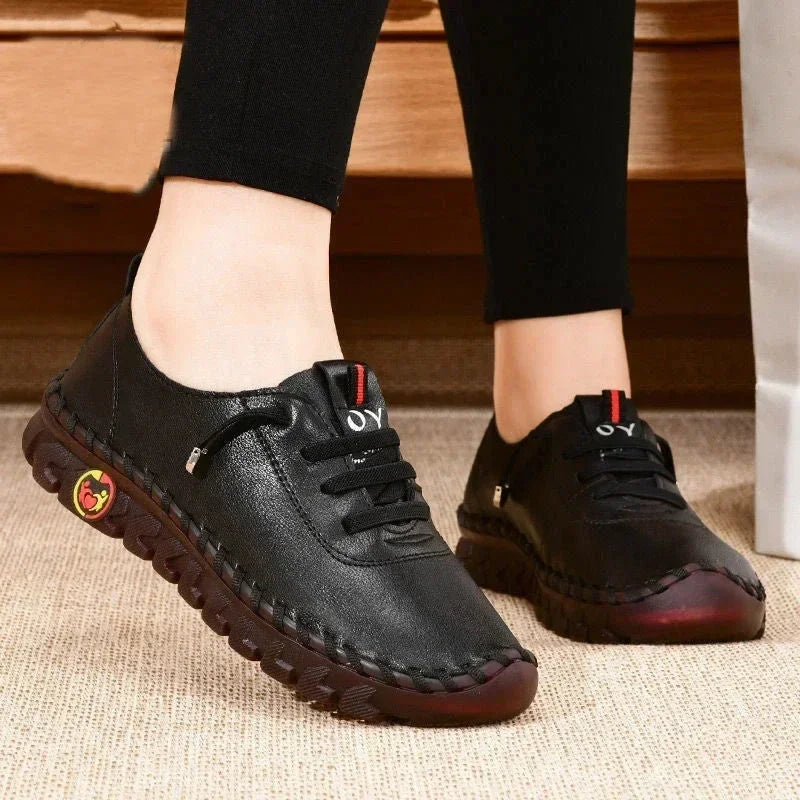 Leather Casual Vulcanized Female Shoe Soft Comfortable Flat Loafers - Empire P.E