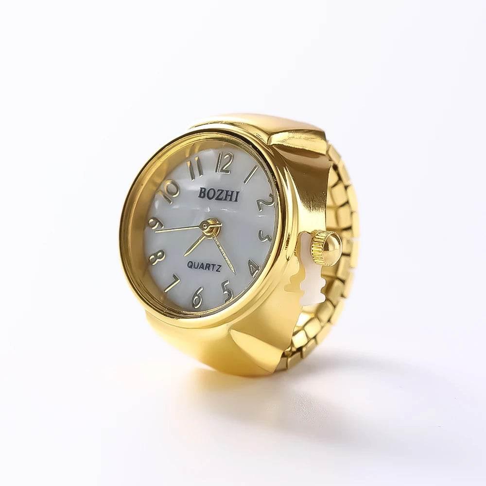 Vintage Punk Finger Watch Mini Elastic Strap Alloy Watches Couple Rings Jewelry Clock Retro Roman Quartz Watch Rings Women Men - Empire P.E