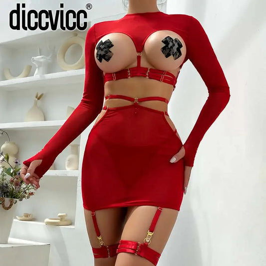 Long Sleeve Lingerie Sexy Sheer Mesh - Empire P.E