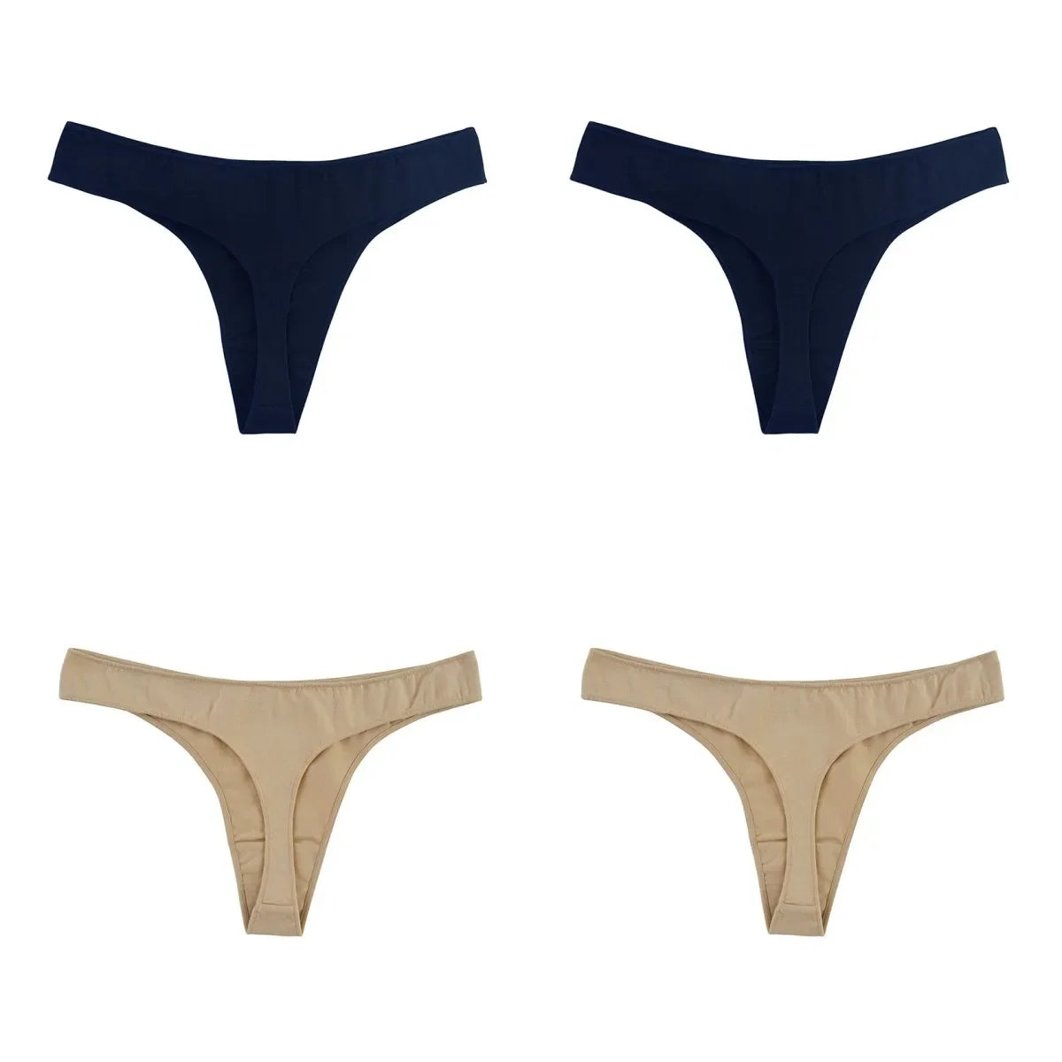 4Pcs/Set Cotton Thongs For Women Low Rise Panties - Empire P.E