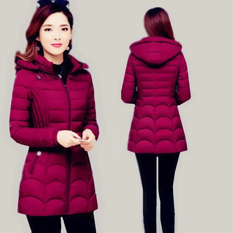 Women's 2024 Slim Down Cotton Hooded Jacket - Empire P.E