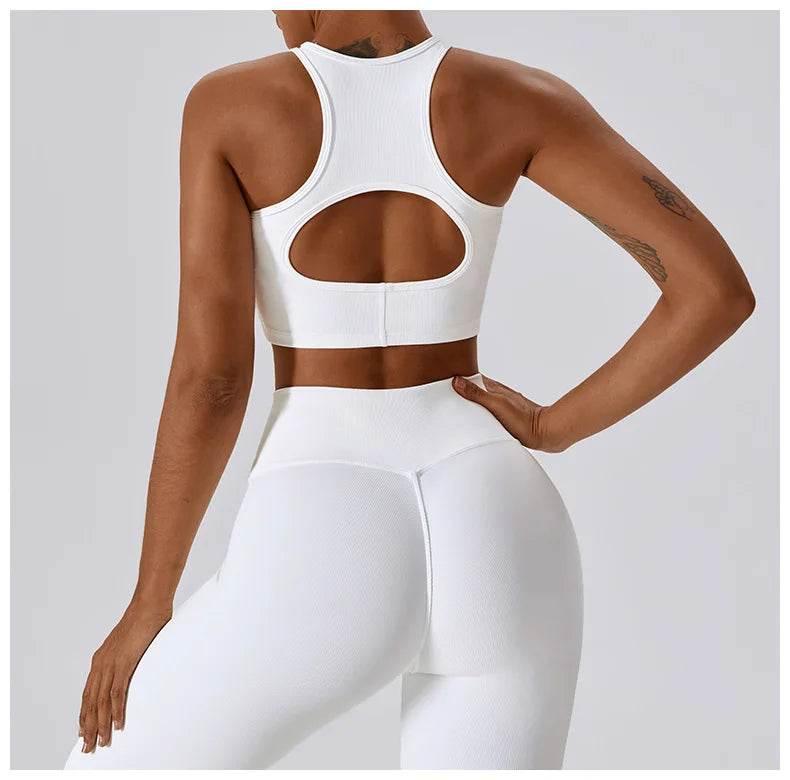 2PCS Seamless Yoga Set Gym Clothes Sportswear Yoga Suits For Women Fitness Rib Tracksuits Sports Bra Gym Leggings Sports Suits - Empire P.E