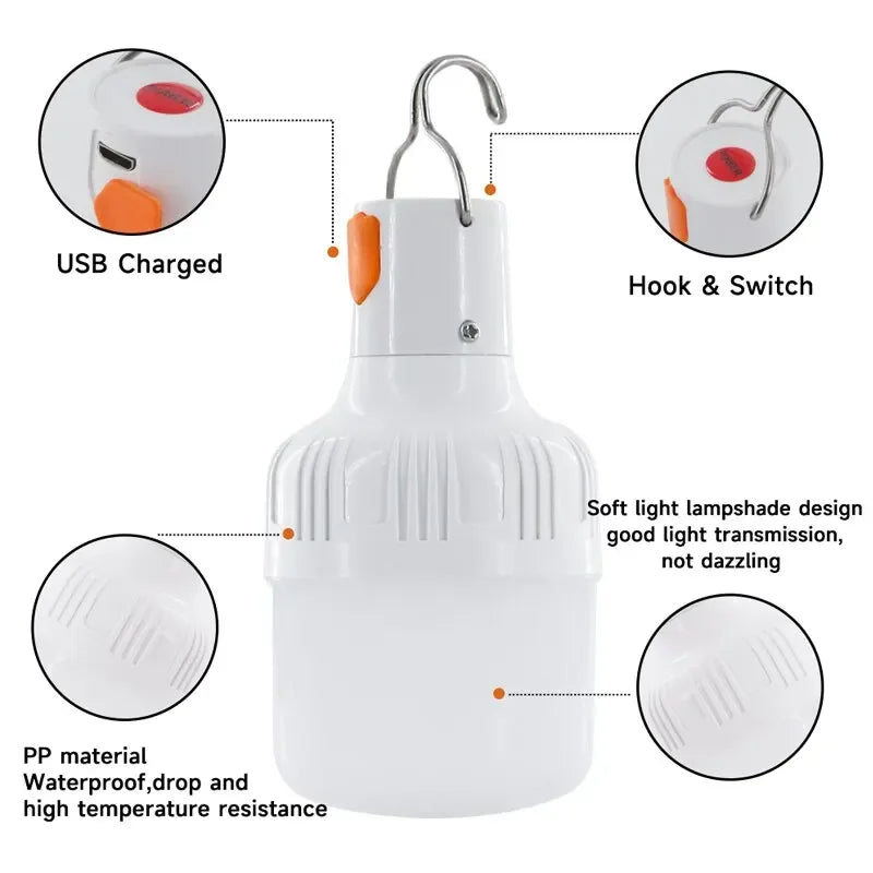 Outdoor USB Rechargeable LED Lamp Bulbs High Brightness Emergency - Empire P.E