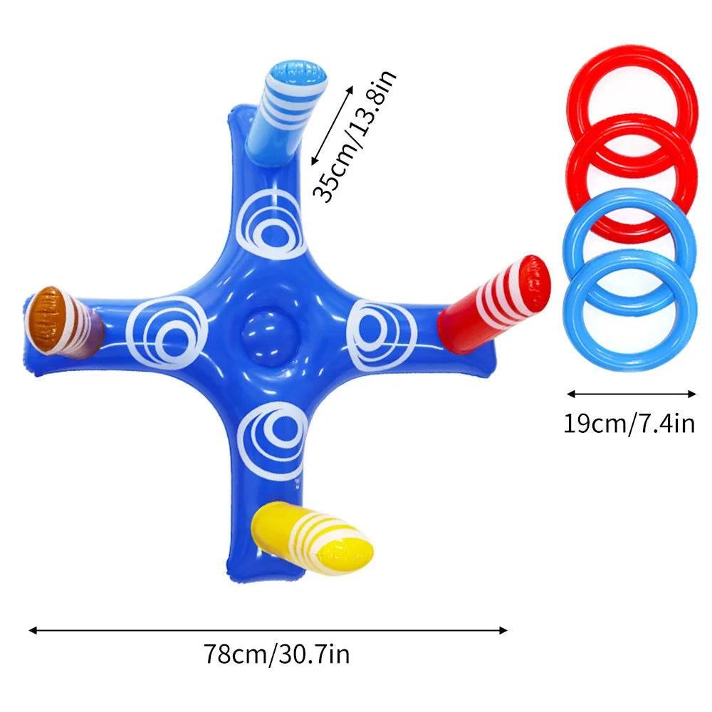 Summer Sport Swimming Inflatable Ring Toss Game Floating Pool Toys for Kids Adult Water Accessories Beach Supplies with 4 Loops - Empire P.E