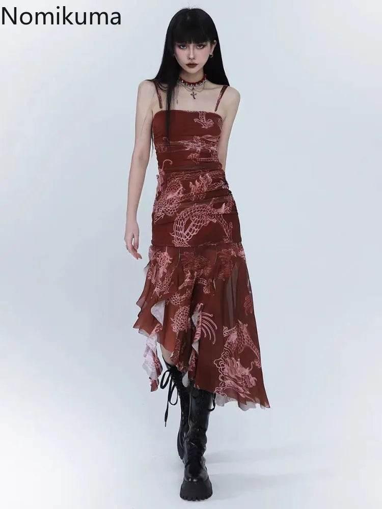 Sexy Dresses for Women 2025 Vestidos De Mujer Tunic Print Sleeveless Backless Robe Femme Fashion Summer Irregular Chiffon Dress - Empire P.E