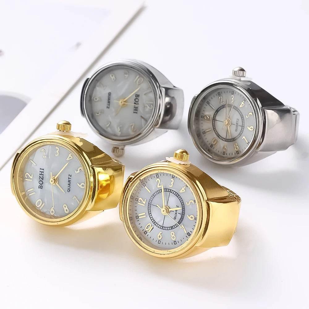 Vintage Punk Finger Watch Mini Elastic Strap Alloy Watches Couple Rings Jewelry Clock Retro Roman Quartz Watch Rings Women Men - Empire P.E