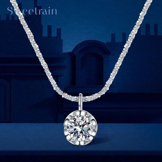 Moissanite Necklaces for Women 925 Sterling Silver Sparkling Cauliflower Chain with 2CT Diamond Pendant - Empire P.E