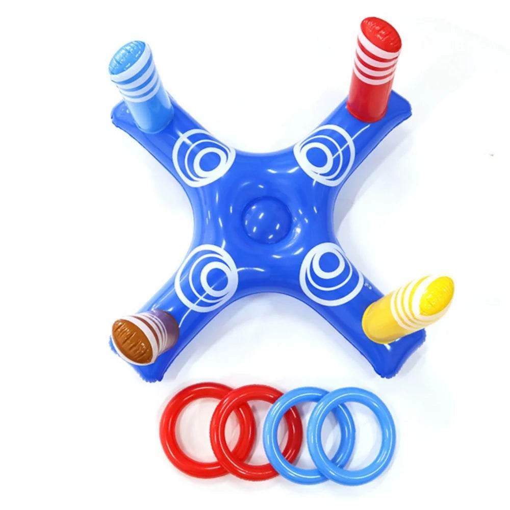 Summer Sport Swimming Inflatable Ring Toss Game Floating Pool Toys for Kids Adult Water Accessories Beach Supplies with 4 Loops - Empire P.E