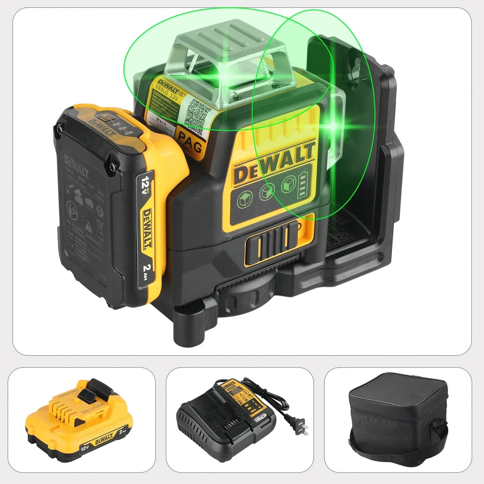 2025 Dewalt Laser LeveL DW089LG Self Levelling 12 Line 3 x 360 Degrees Green Beam - Empire P.E