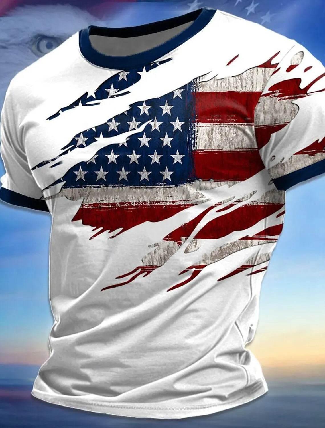 American Flag Street Style Men's 3D Print T shirt Tee Street American Independence Day T shirt crew neck Short Sleeve Summer - Empire P.E