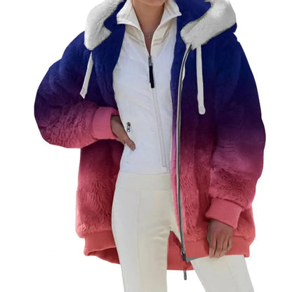 Women Winter Coat Solid Color Long Sleeves Zipper