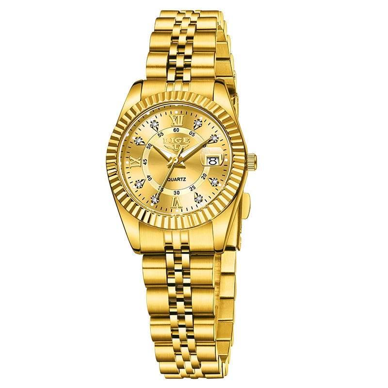 LIGE Top Luxury Watches For Women Vintage Fashion Ladies Watch Waterproof Date Stainless Quartz Wristwatches Reloj Mujer 2025 - Empire P.E