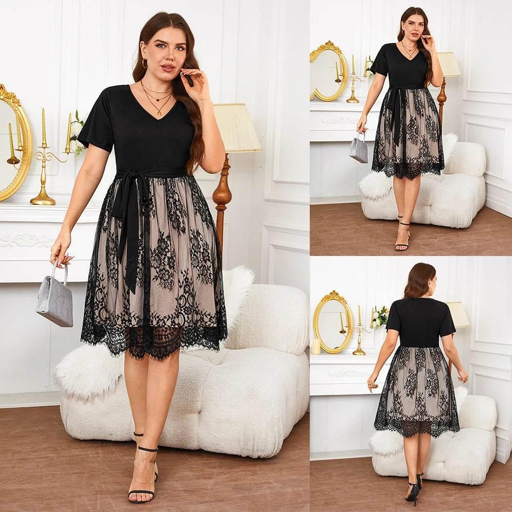 Summer Dresses for Women Plus Size Simple Short Sleeve A-Line Long Dress Female Large Size Party Dress 5XL 6XL - Empire P.E