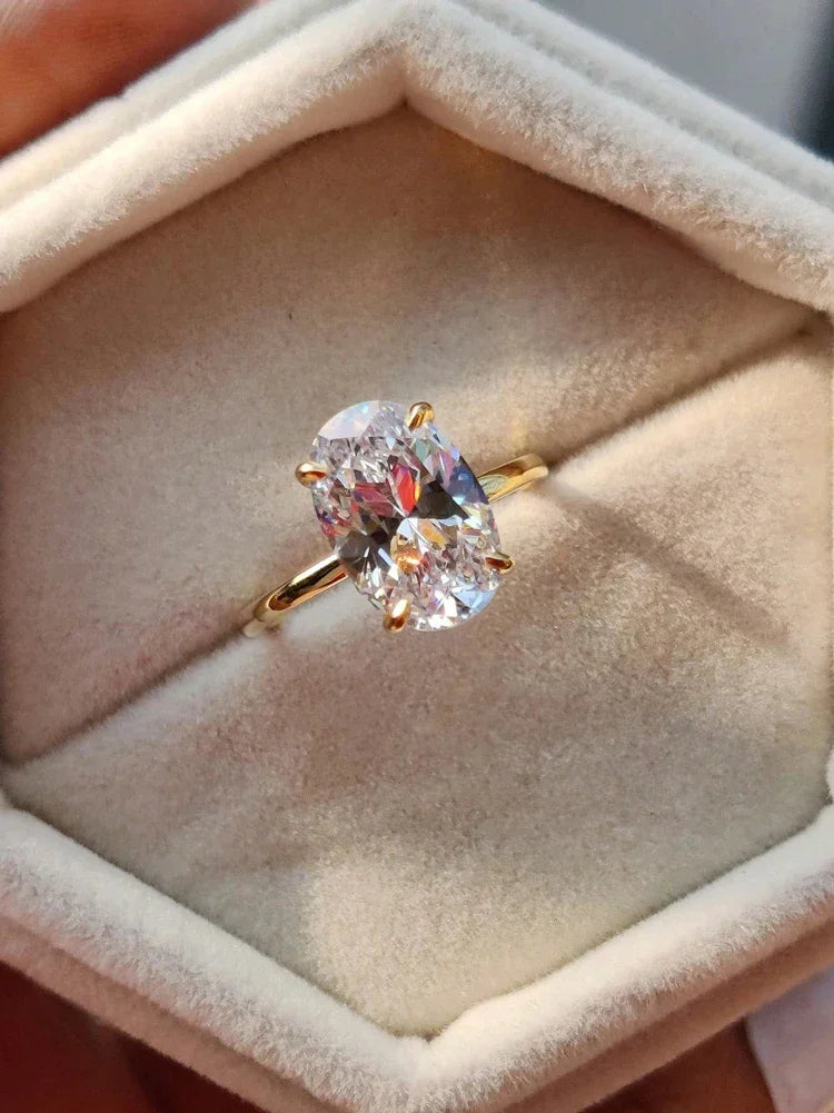925 Sterling Silve Gorgeous Shiny 1-8CT Zircon Oval Stone Ring - Empire P.E