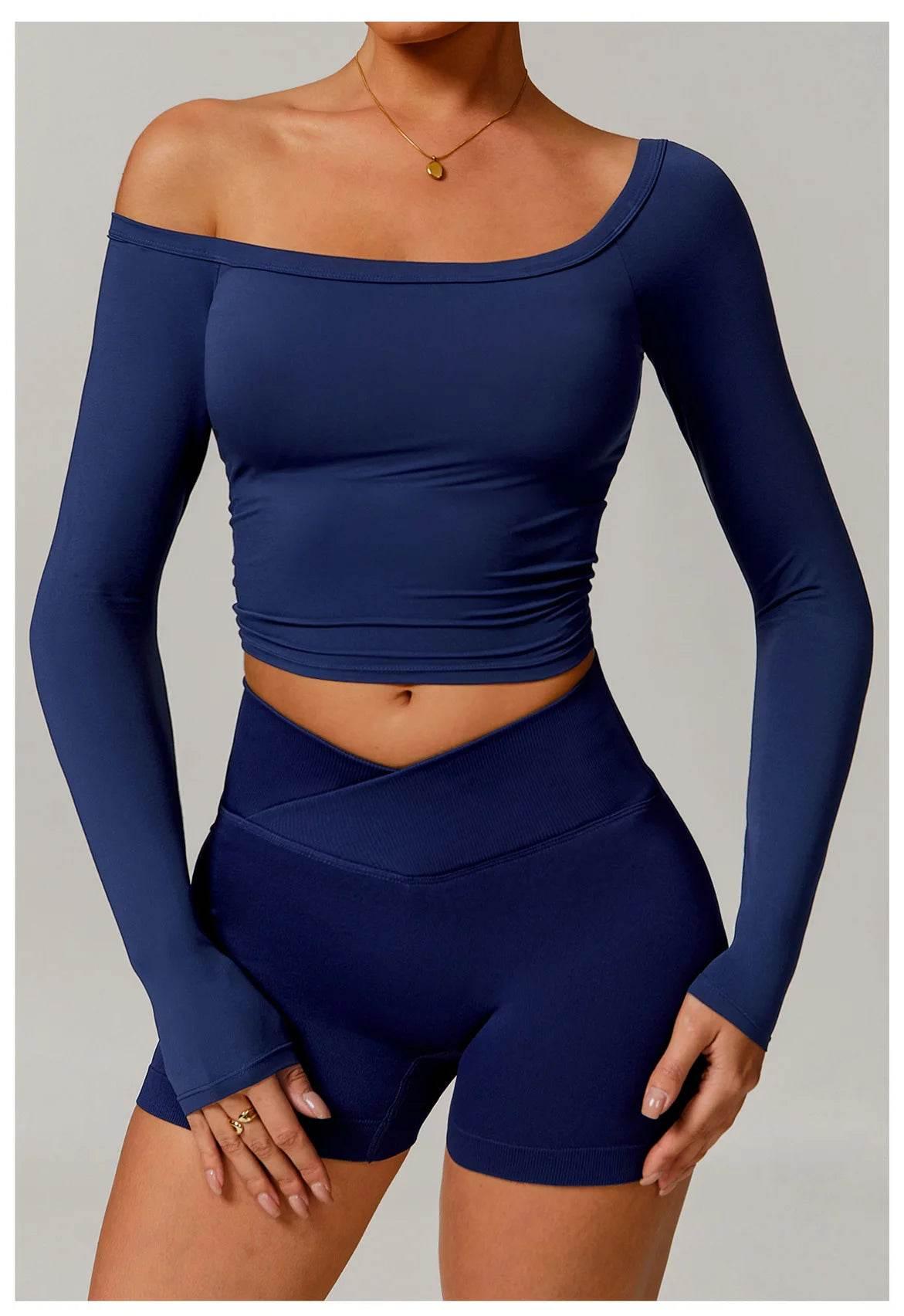 Women Yoga Shirts Crop Tops Long Sleeves Shirts for Women Yoga Sports Fitness Gym Clothing Running Workout Tops Sports Shirts - Empire P.E