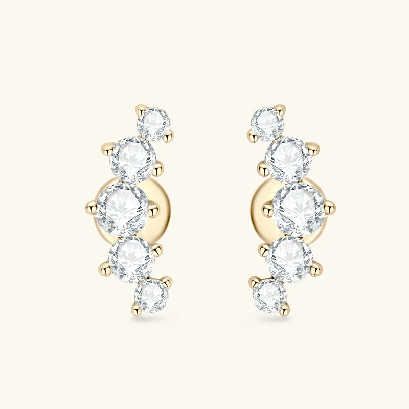 D Color Moissanite Jewelry Yellow Gold Plated Ear Crawler Earrings for Women - Empire P.E
