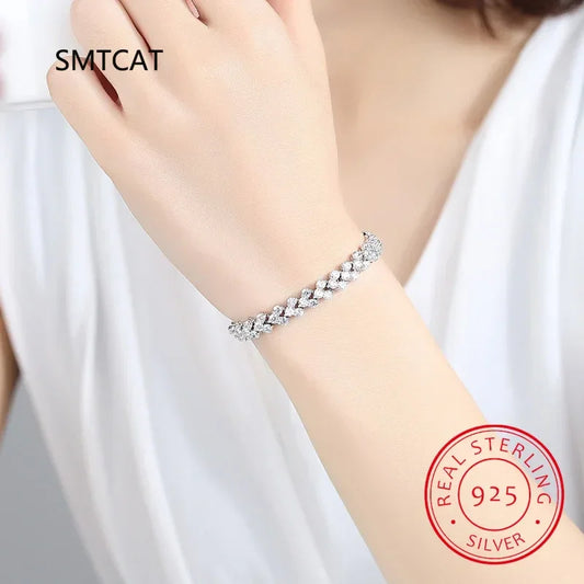 14K White Gold Roman Lab Moissanite Diamond Bracelet - Empire P.E