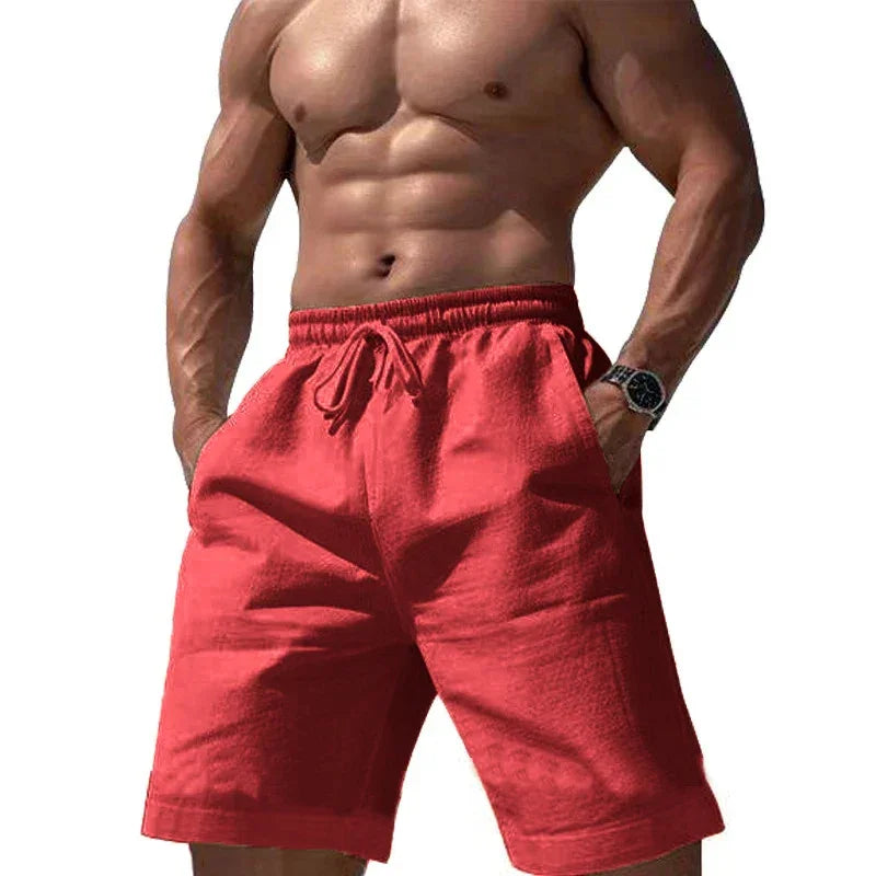 New Linen Cotton Shorts Solid Color Jogging Sweatpants Elastic Waist Shorts for Men Large Lightweight Summer Basketball Shorts - Empire P.E
