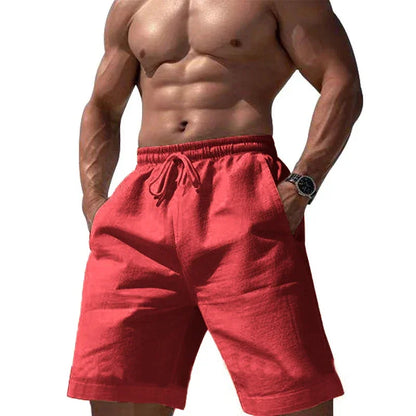 New Linen Cotton Shorts Solid Color Jogging Sweatpants Elastic Waist Shorts for Men Large Lightweight Summer Basketball Shorts - Empire P.E