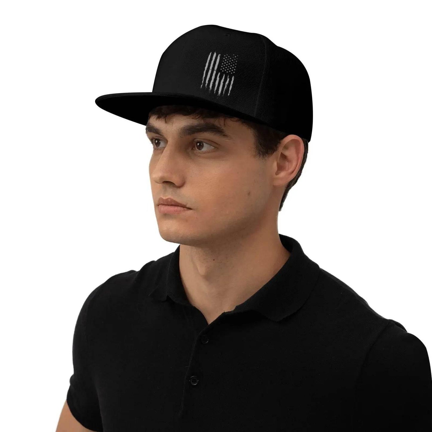 Vintage Black American Flag Snapback Hats for Men Baseball Cap Adjustable Flat Bill Trucker Dad Gift,Husband,Boy Friend - Empire P.E